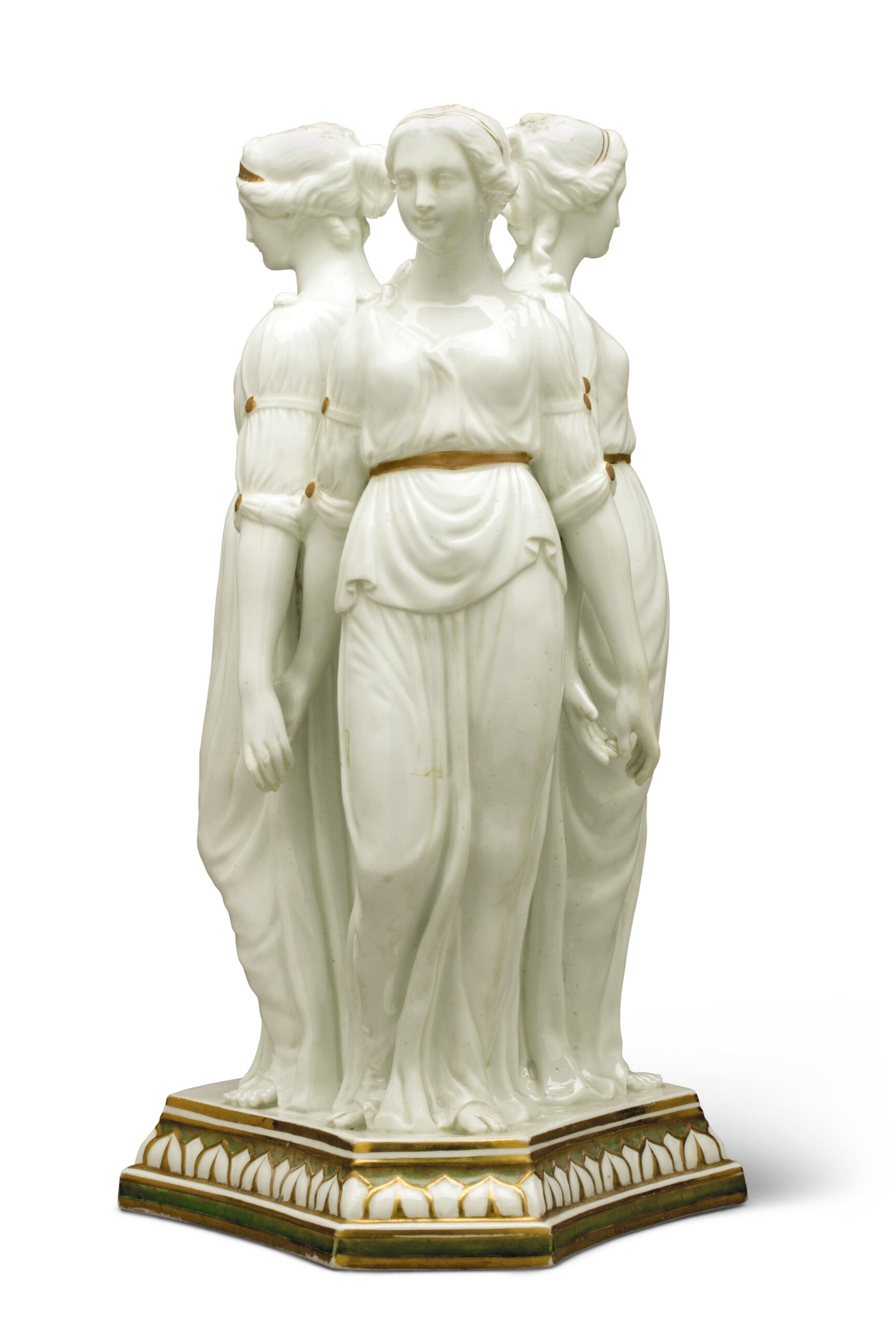 A COPELAND PORCELAIN GILT-WHITE GROUP OF THE THREE GRACES