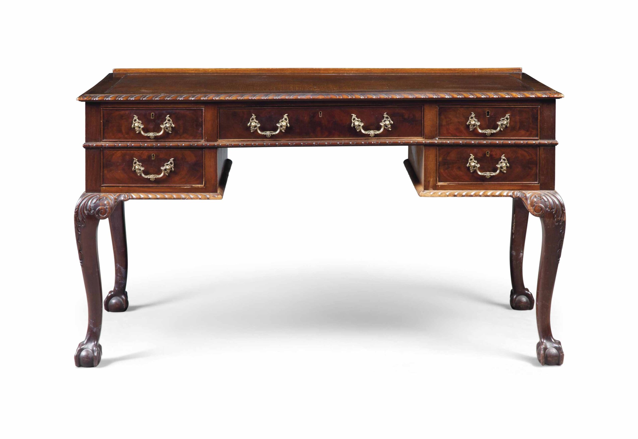 AN ENGLISH MAHOGANY WRITING TABLE