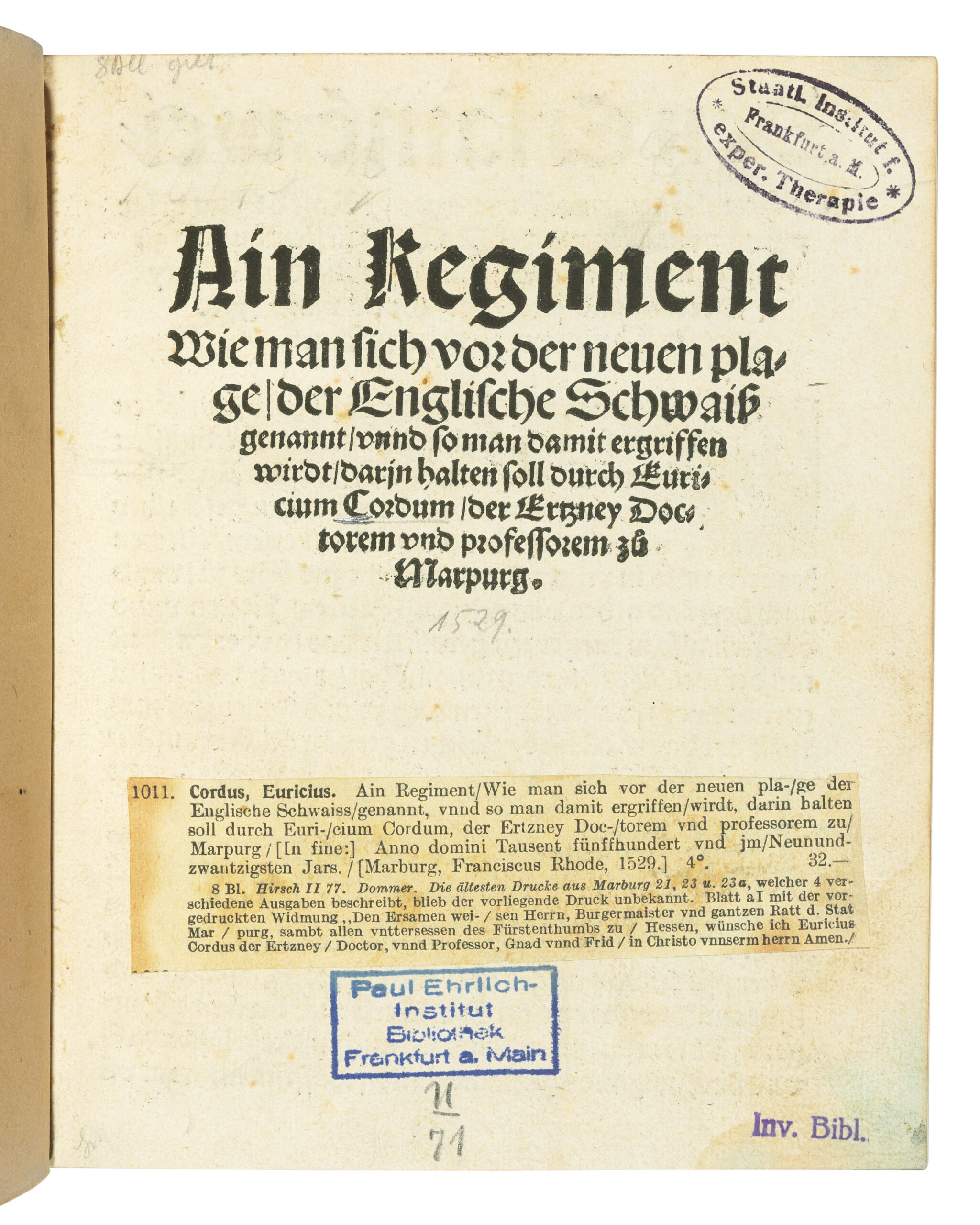 CORDUS, Euricius (1486-1535)